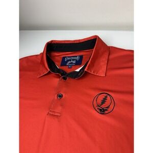 Mens Grateful Dead X Section 119 Red Polo Shirt Size Large Stretch Logo